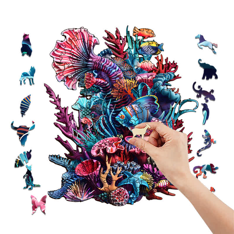 Rubbyoo Colorful Vibrant Corals With Lifelike Fish - Wooden Jigsaw Puzzle - image 8