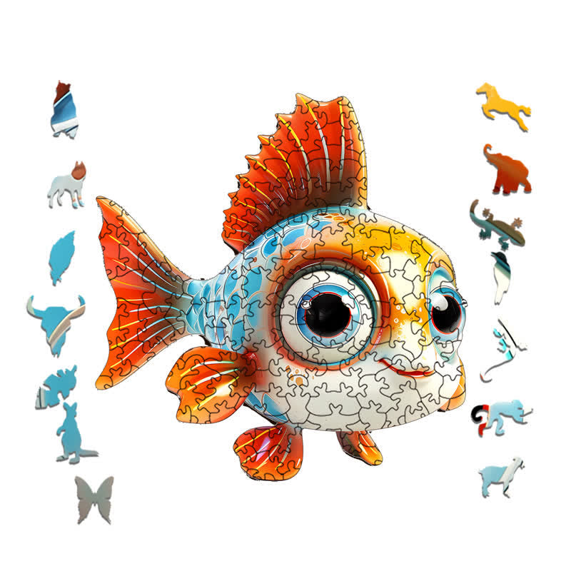 Rubbyoo Colorful Fish With Big Eyes And - Wooden Jigsaw Puzzle - image 1