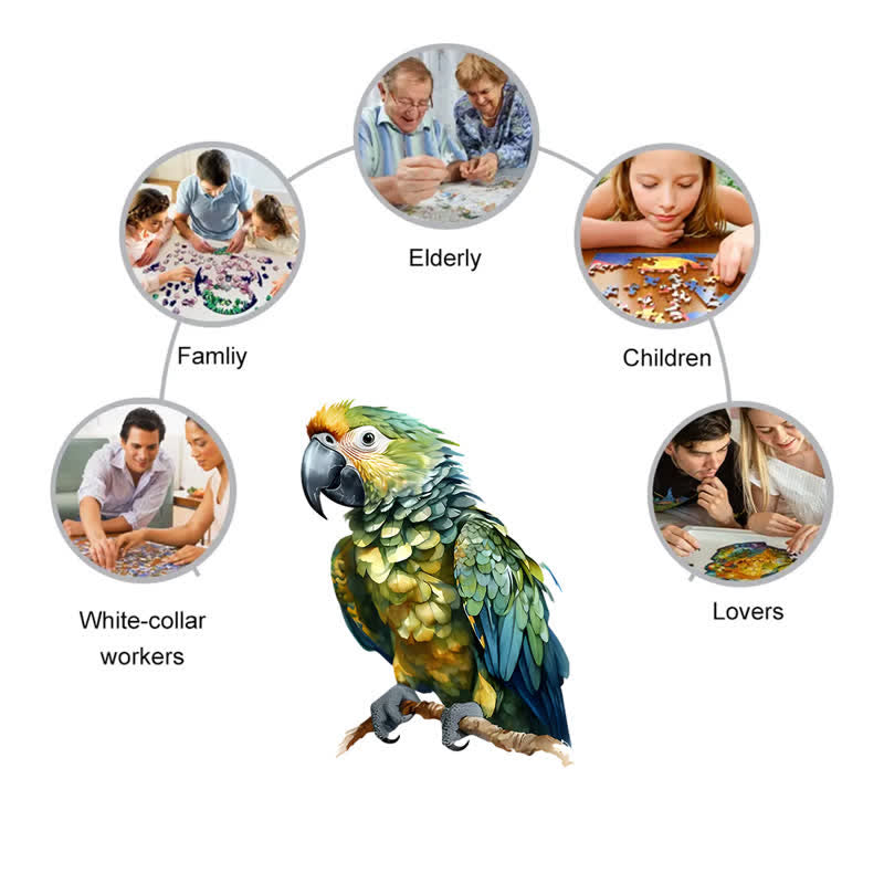 Rubbyoo Harpy Green Parrot - Wooden Jigsaw Puzzle - image 6