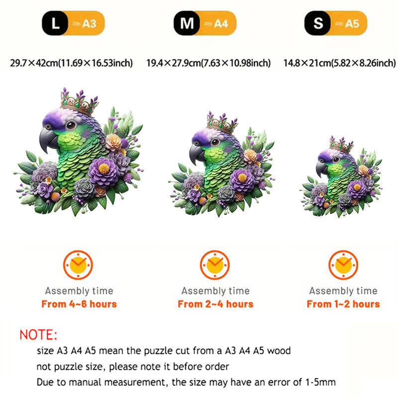 Rubbyoo Colorful Parrot With Crown - Wooden Jigsaw Puzzle - image 2