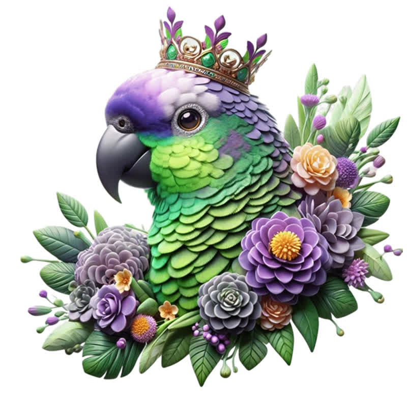 Rubbyoo Colorful Parrot With Crown - Wooden Jigsaw Puzzle - A3 - Wooden Gift Packaging - image 0
