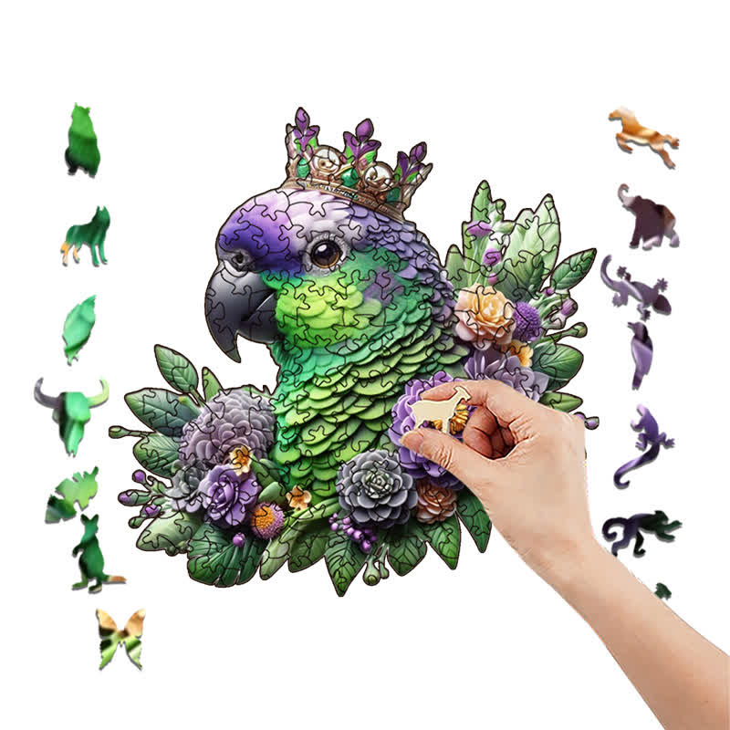 Rubbyoo Colorful Parrot With Crown - Wooden Jigsaw Puzzle - image 8
