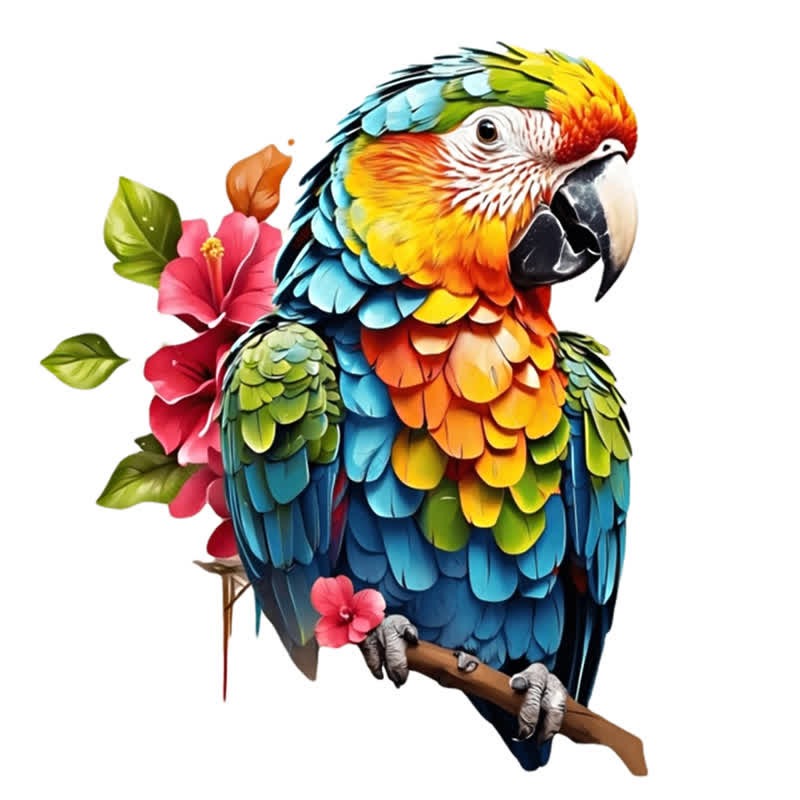 Rubbyoo Colorful Parrot With Flowers - Wooden Jigsaw Puzzle - A3 - Wooden Gift Packaging - image 0