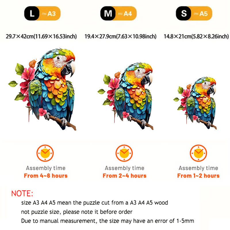 Rubbyoo Colorful Parrot With Flowers - Wooden Jigsaw Puzzle - image 2