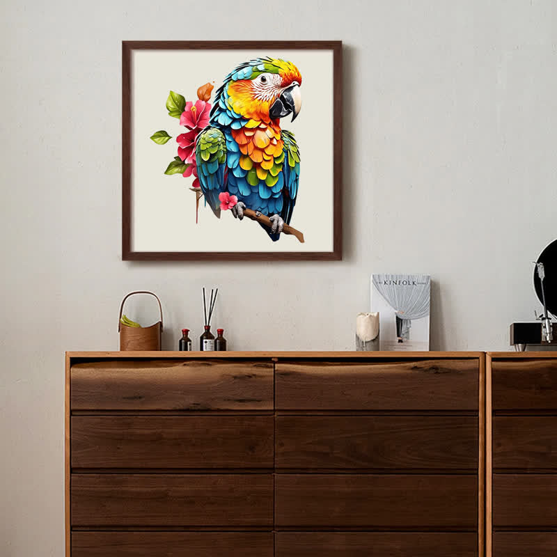 Rubbyoo Colorful Parrot With Flowers - Wooden Jigsaw Puzzle - image 4