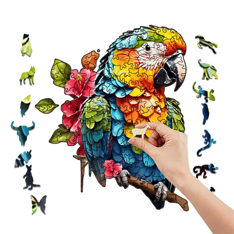 Rubbyoo Colorful Parrot With Flowers - Wooden Jigsaw Puzzle - image 7