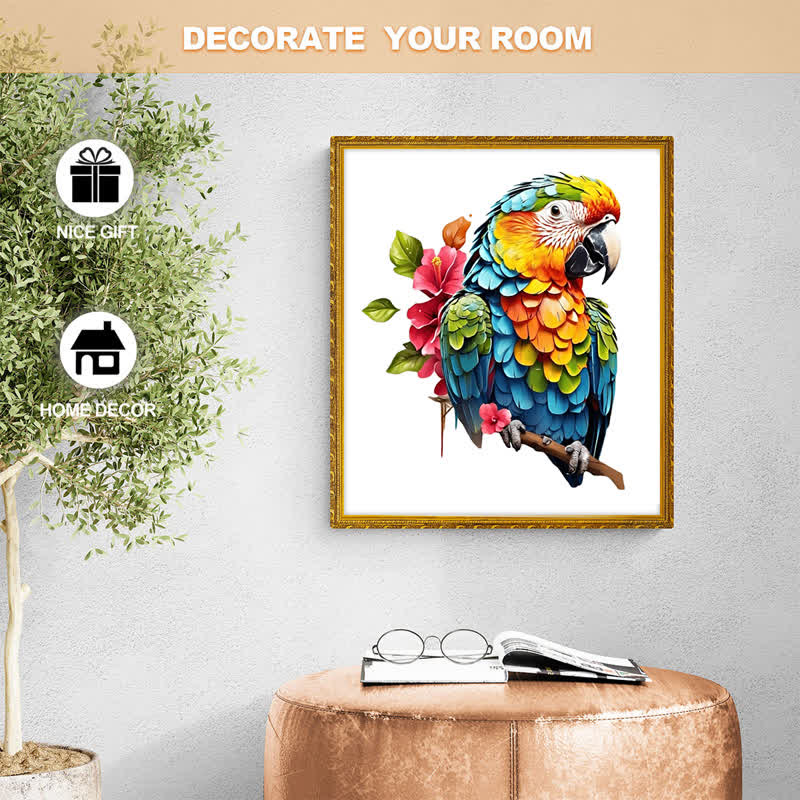 Rubbyoo Colorful Parrot With Flowers - Wooden Jigsaw Puzzle - image 8