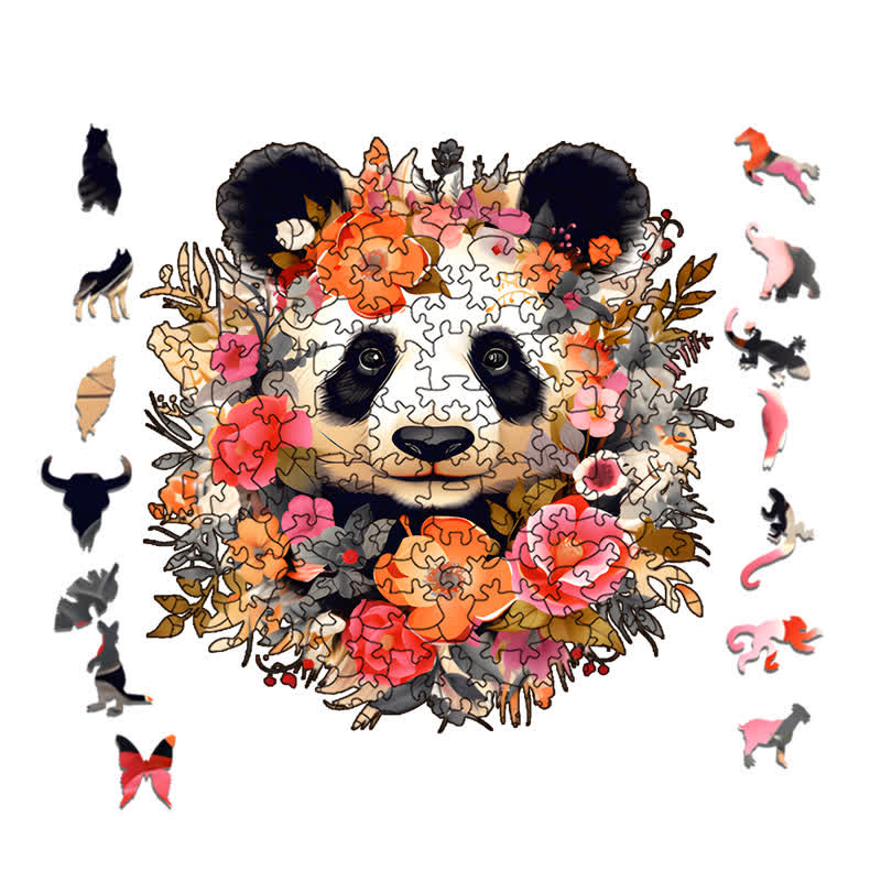 Rubbyoo Floral Panda Color -2 Wooden Jigsaw Puzzle - image 1