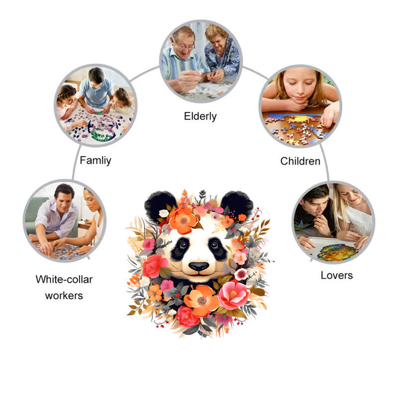 Rubbyoo Floral Panda Color -2 Wooden Jigsaw Puzzle - image 4