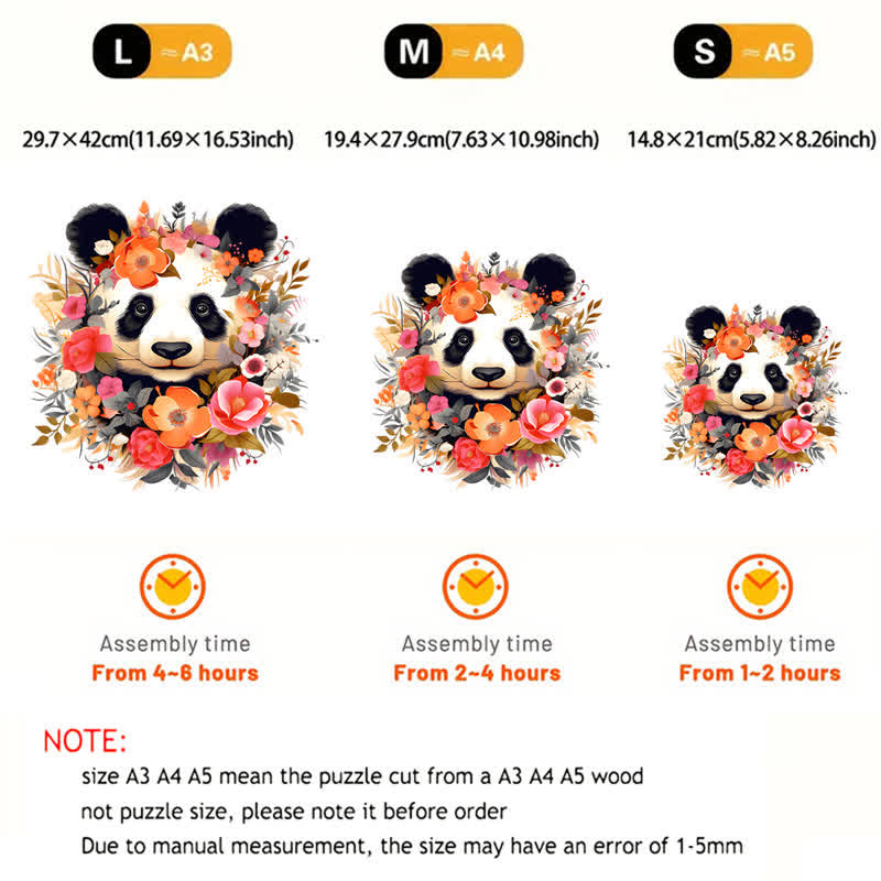 Rubbyoo Floral Panda Color -2 Wooden Jigsaw Puzzle - image 2