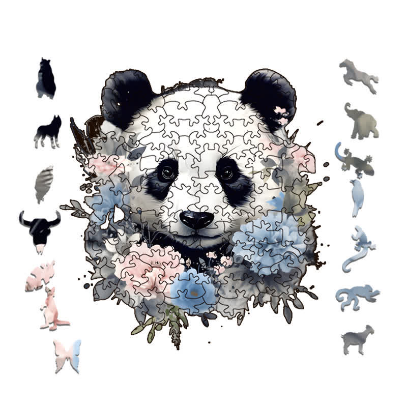 Rubbyoo Floral Panda Color - Wooden Jigsaw Puzzle - image 1