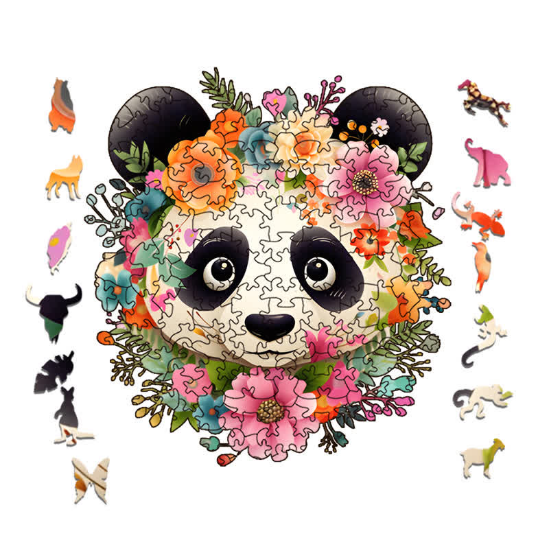 Rubbyoo Spring Floral Happy Panda -2 Wooden Jigsaw Puzzle - image 1