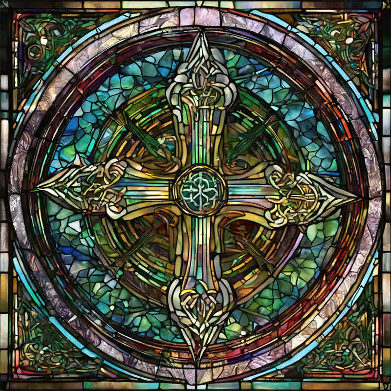 Rubbyoo Celtic Cross with Ancient Runes - Wooden Jigsaw Puzzle - A3 - Wooden Gift Packaging - image 0