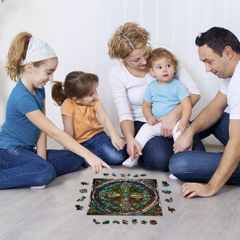 Rubbyoo Celtic Cross with Ancient Runes - Wooden Jigsaw Puzzle - image 4