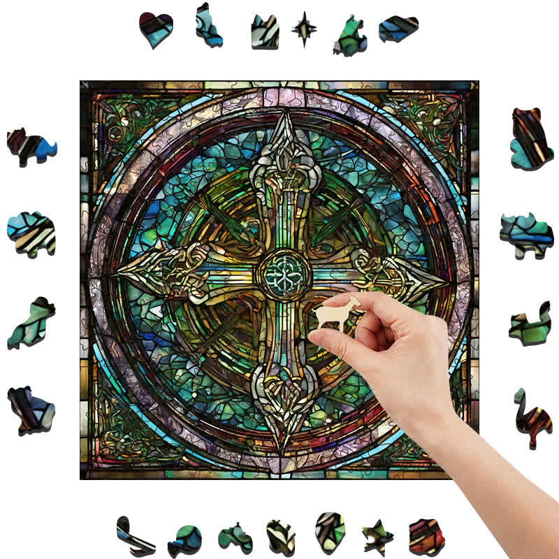 Rubbyoo Celtic Cross with Ancient Runes - Wooden Jigsaw Puzzle - image 6
