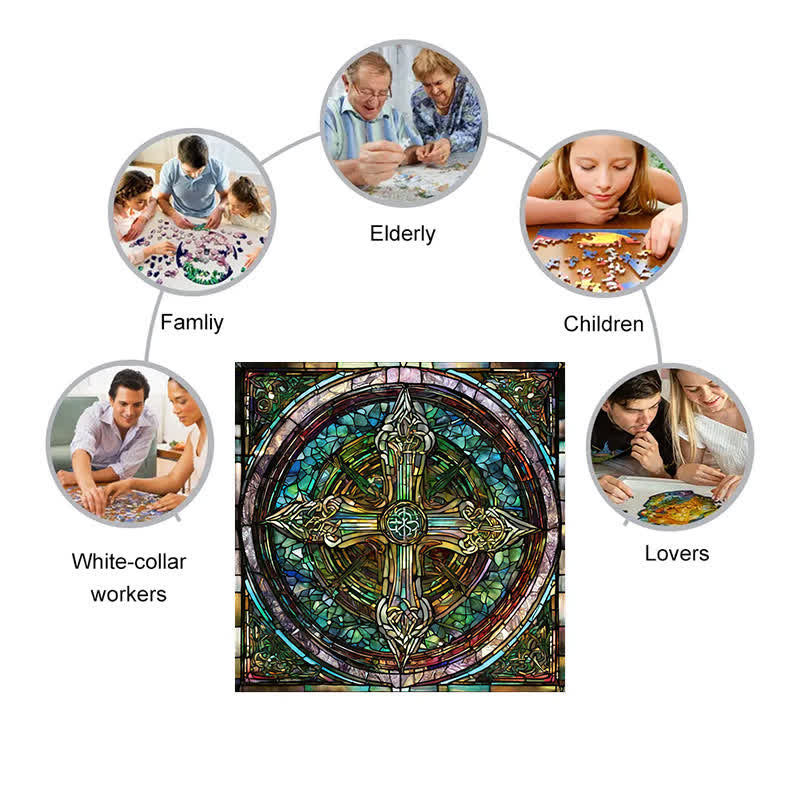 Rubbyoo Celtic Cross with Ancient Runes - Wooden Jigsaw Puzzle - image 7