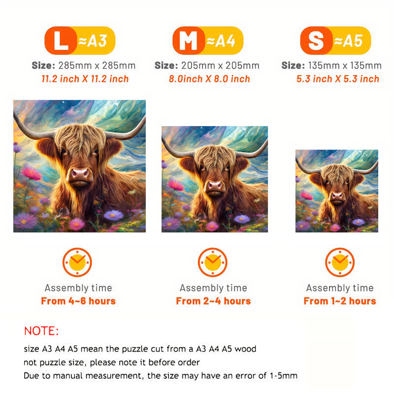 Rubbyoo Cute highland cow - Wooden Jigsaw Puzzle - image 2