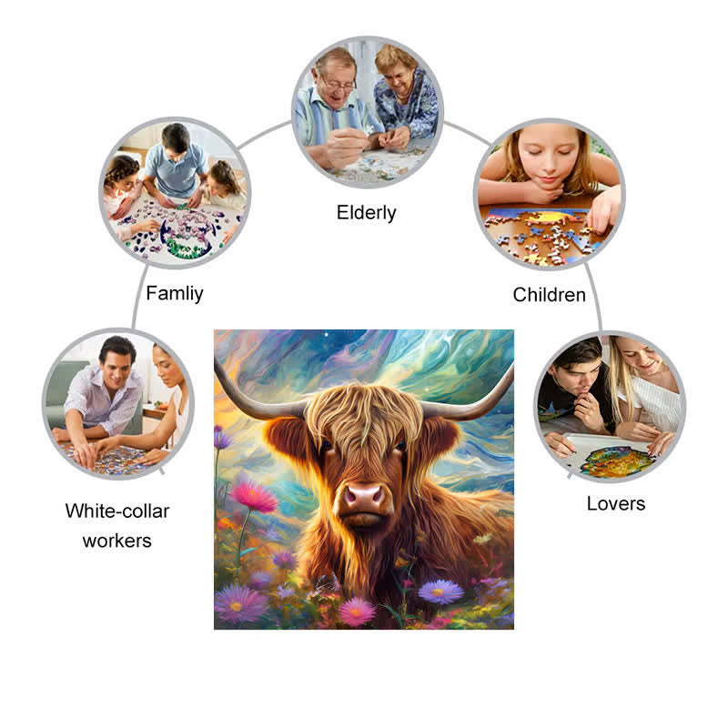 Rubbyoo Cute highland cow - Wooden Jigsaw Puzzle - image 4