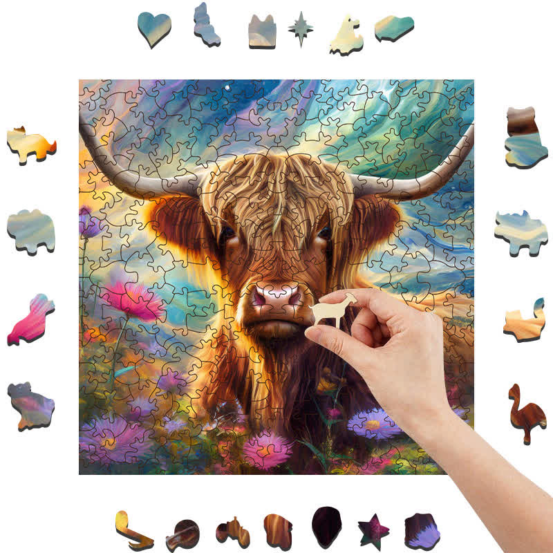 Rubbyoo Cute highland cow - Wooden Jigsaw Puzzle - image 7