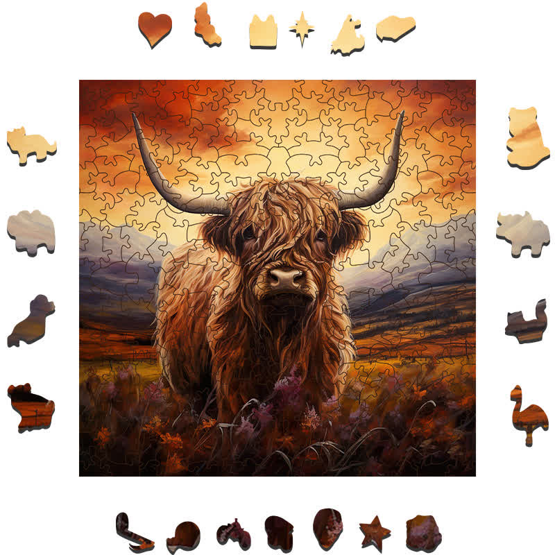 Rubbyoo Highland Cow - Wooden Jigsaw Puzzle - image 1