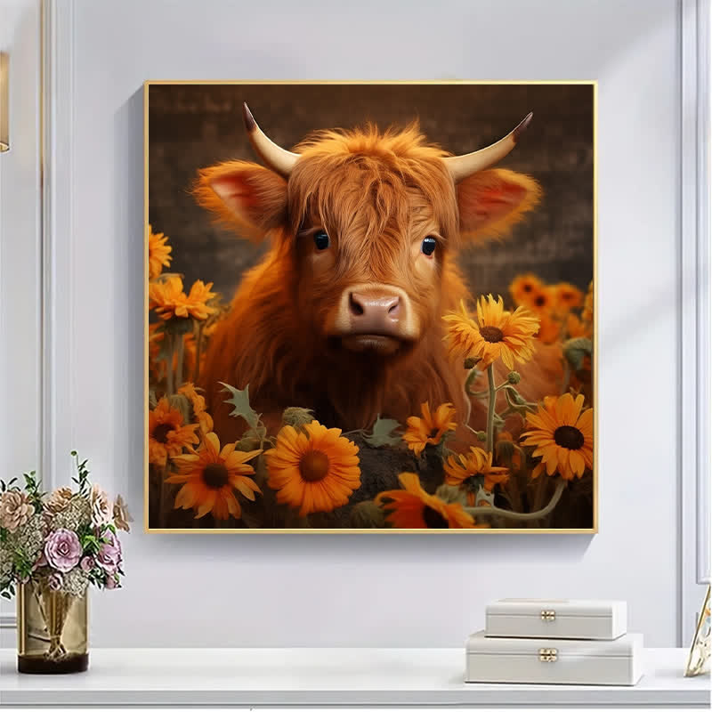 Rubbyoo Highland Cow With Sunflowers - Wooden Jigsaw Puzzle - image 8