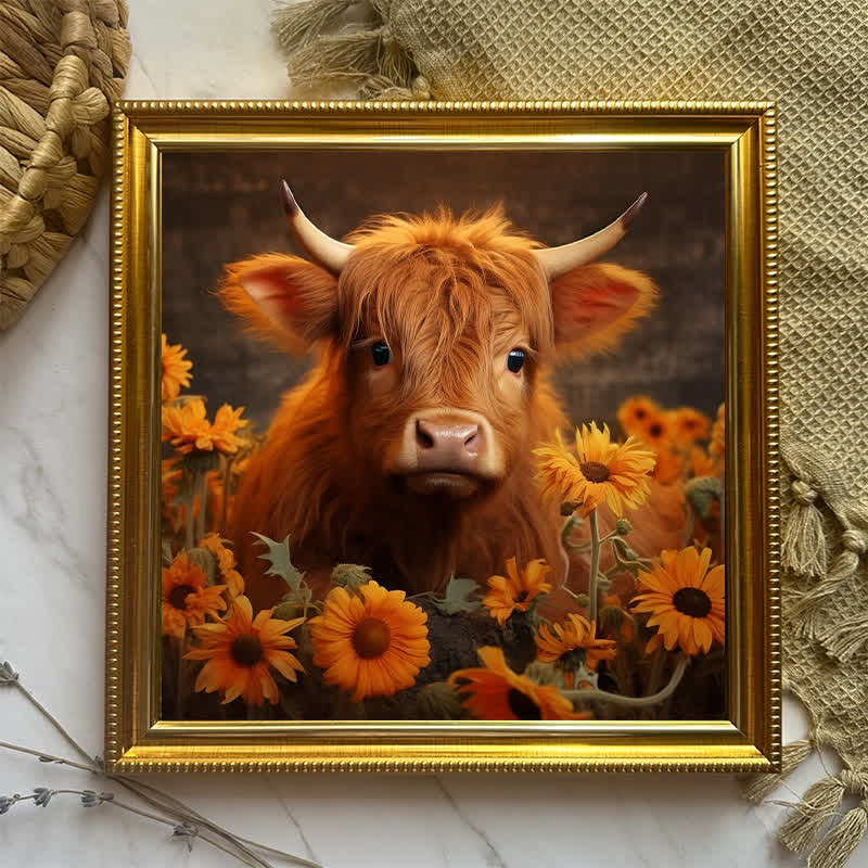 Rubbyoo Highland Cow With Sunflowers - Wooden Jigsaw Puzzle - image 7