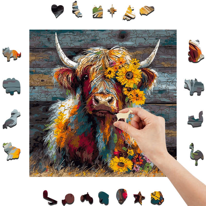 Rubbyoo Cute Highland Cow - Wooden Jigsaw Puzzle - image 4