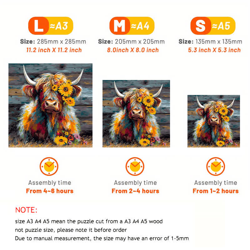 Rubbyoo Cute Highland Cow - Wooden Jigsaw Puzzle - image 2