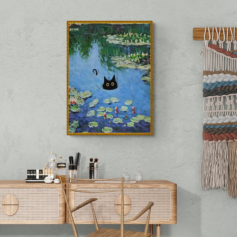 Rubbyoo Water Lilies And Black Cat - Wooden Jigsaw Puzzle - image 5