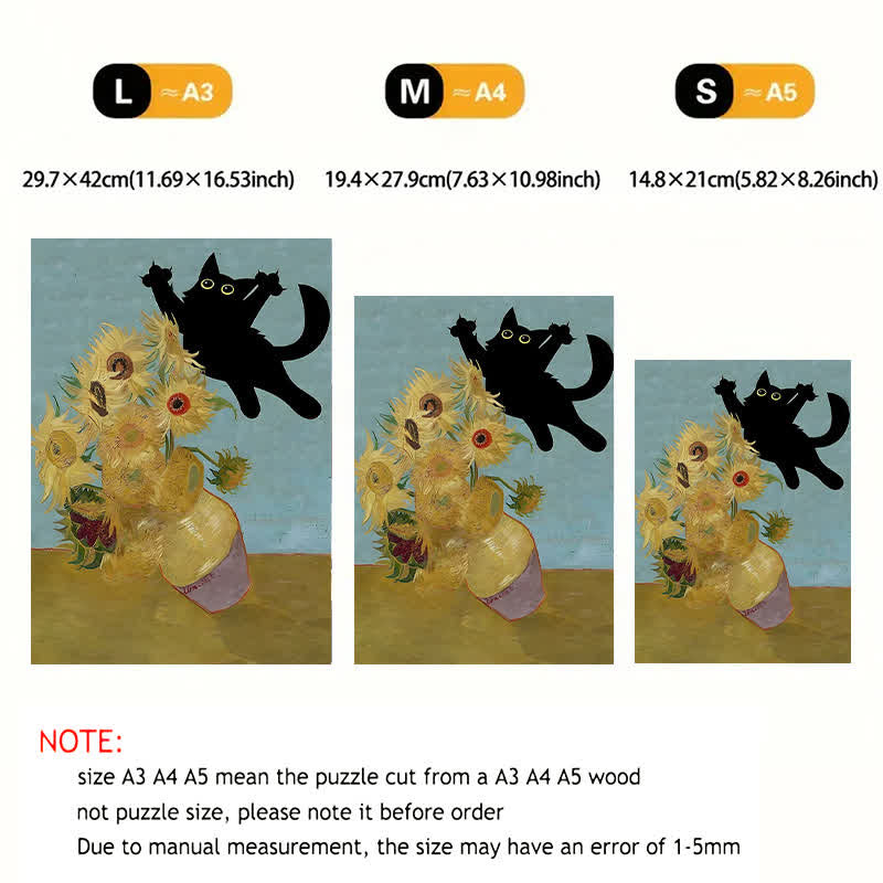 Rubbyoo Sunflowers Cat - Wooden Jigsaw Puzzle - image 2