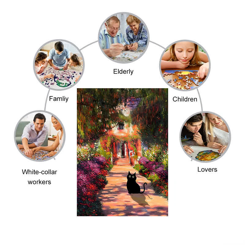 Rubbyoo Monet Garden Cat - Wooden Jigsaw Puzzle - image 2