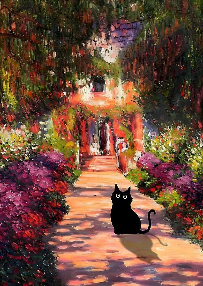 Rubbyoo Monet Garden Cat - Wooden Jigsaw Puzzle - A3 - Wooden Gift Packaging - image 0
