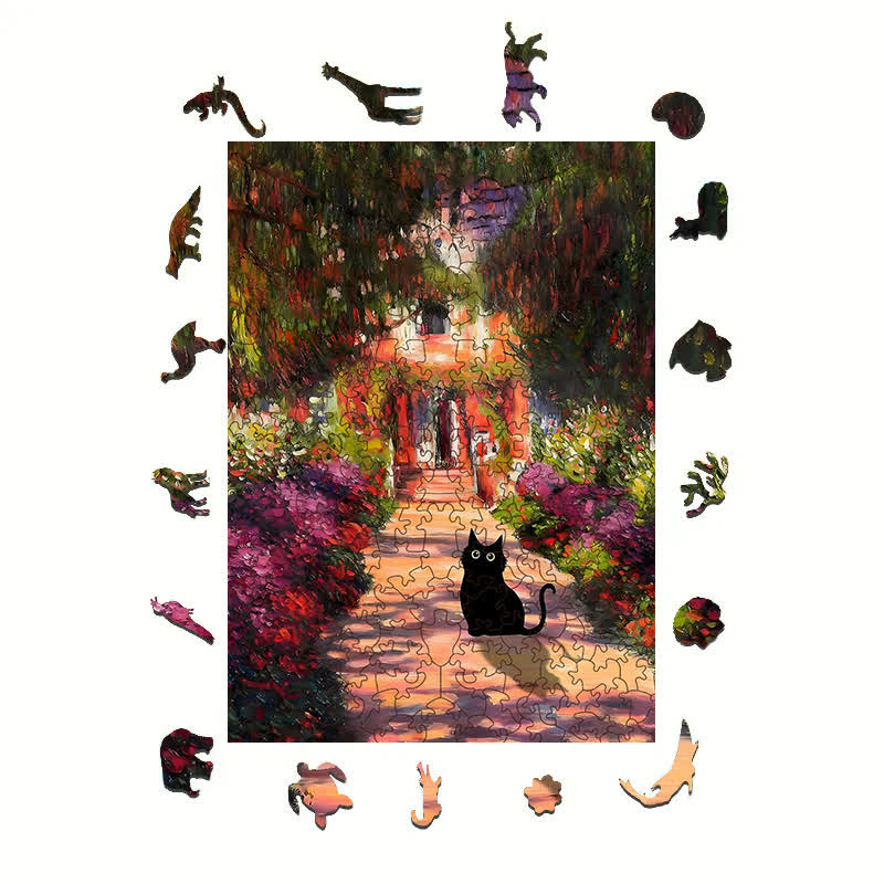Rubbyoo Monet Garden Cat - Wooden Jigsaw Puzzle - image 1