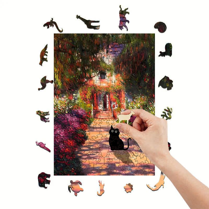 Rubbyoo Monet Garden Cat - Wooden Jigsaw Puzzle - image 4