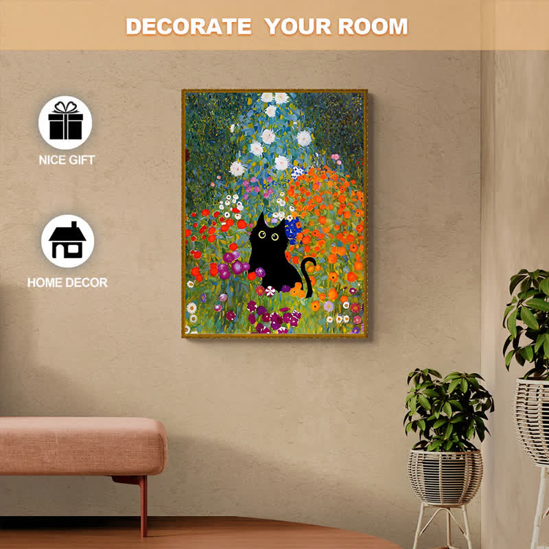 Rubbyoo Black Cat In Flowers Garden - Wooden Jigsaw Puzzle - image 5