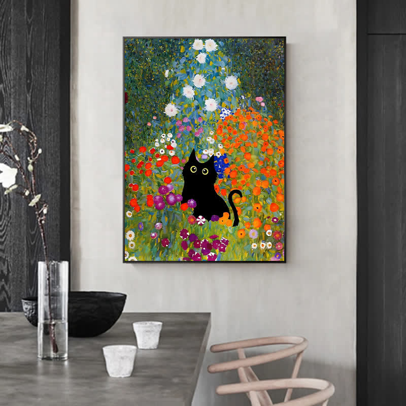 Rubbyoo Black Cat In Flowers Garden - Wooden Jigsaw Puzzle - image 7