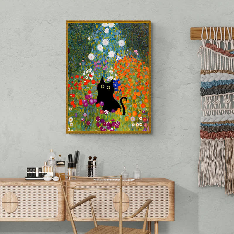 Rubbyoo Black Cat In Flowers Garden - Wooden Jigsaw Puzzle - image 8