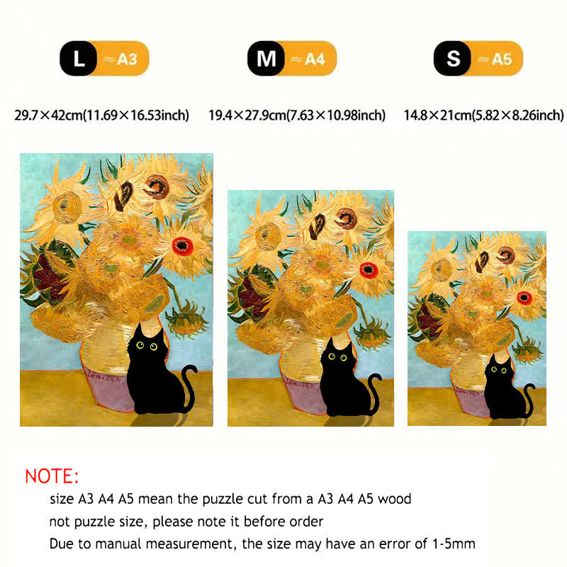 Rubbyoo Cat with Sunflowers - Wooden Jigsaw Puzzle - image 2