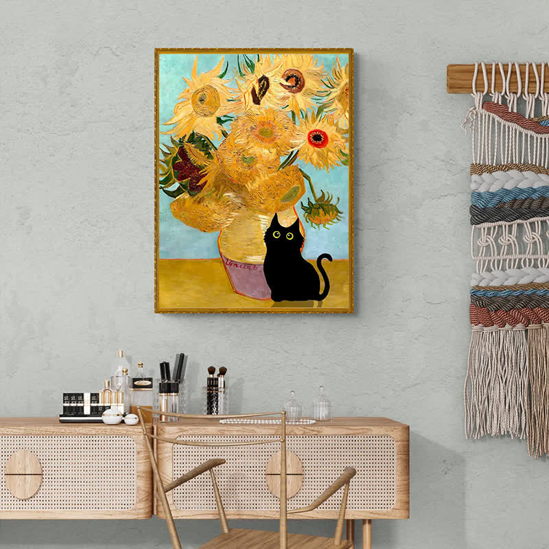 Rubbyoo Cat with Sunflowers - Wooden Jigsaw Puzzle - image 8