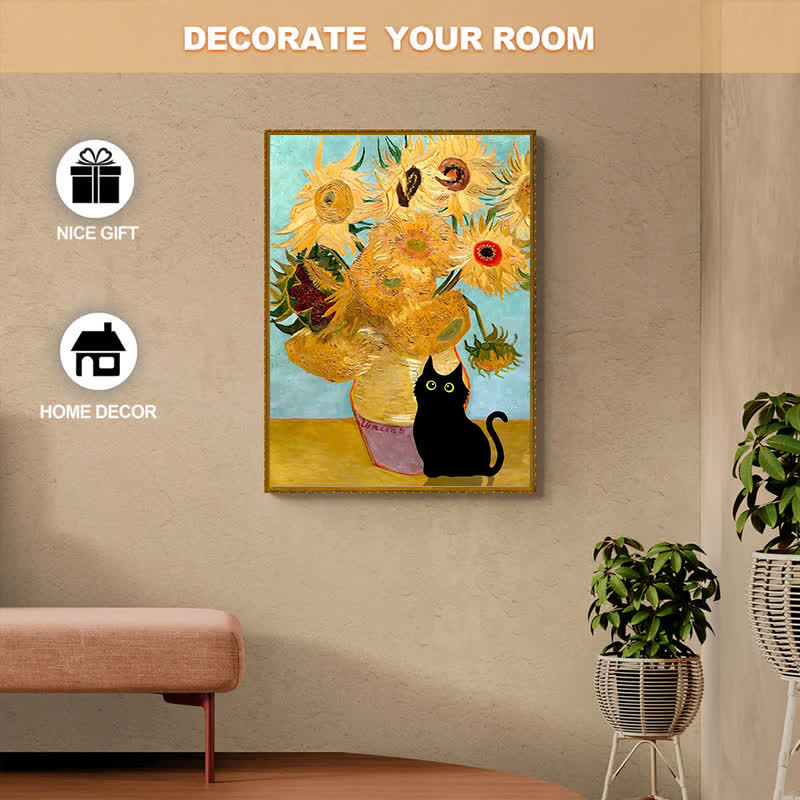 Rubbyoo Cat with Sunflowers - Wooden Jigsaw Puzzle - image 7