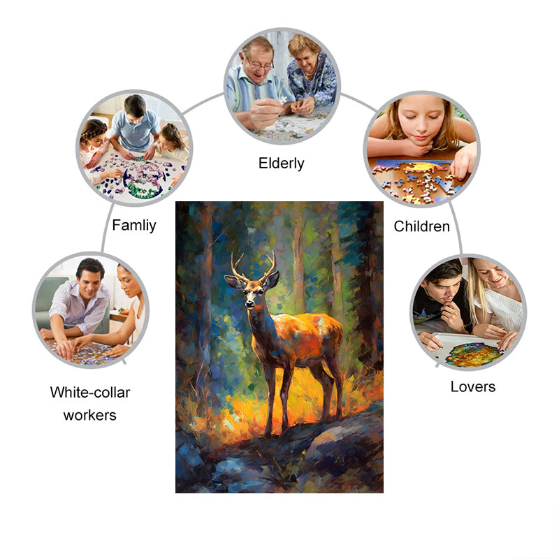 Rubbyoo Deer on the Rock in Yosemite's Forest - Wooden Jigsaw Puzzle  - image 4