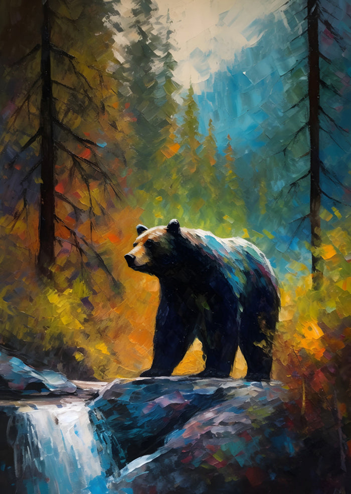 Rubbyoo Bear on the Rock by Yosemite Creek - Wooden Jigsaw Puzzle  - A2 - Wooden Gift Packaging - image 0