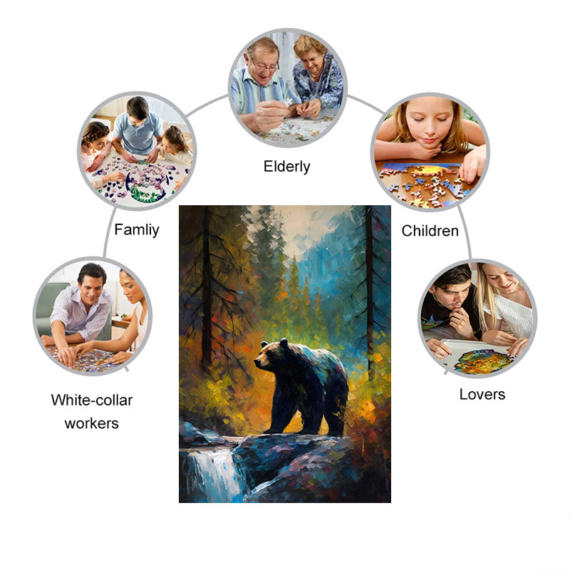 Rubbyoo Bear on the Rock by Yosemite Creek - Wooden Jigsaw Puzzle  - image 4