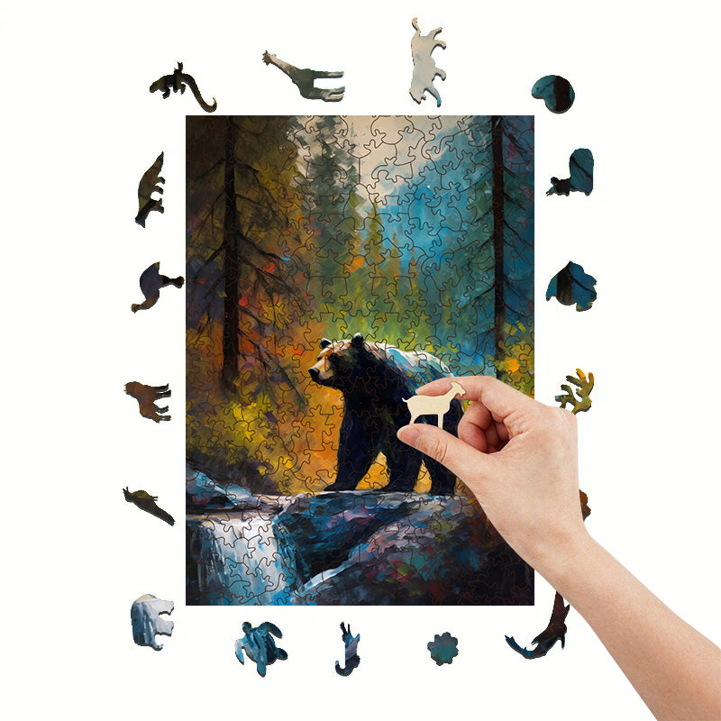 Rubbyoo Bear on the Rock by Yosemite Creek - Wooden Jigsaw Puzzle  - image 7