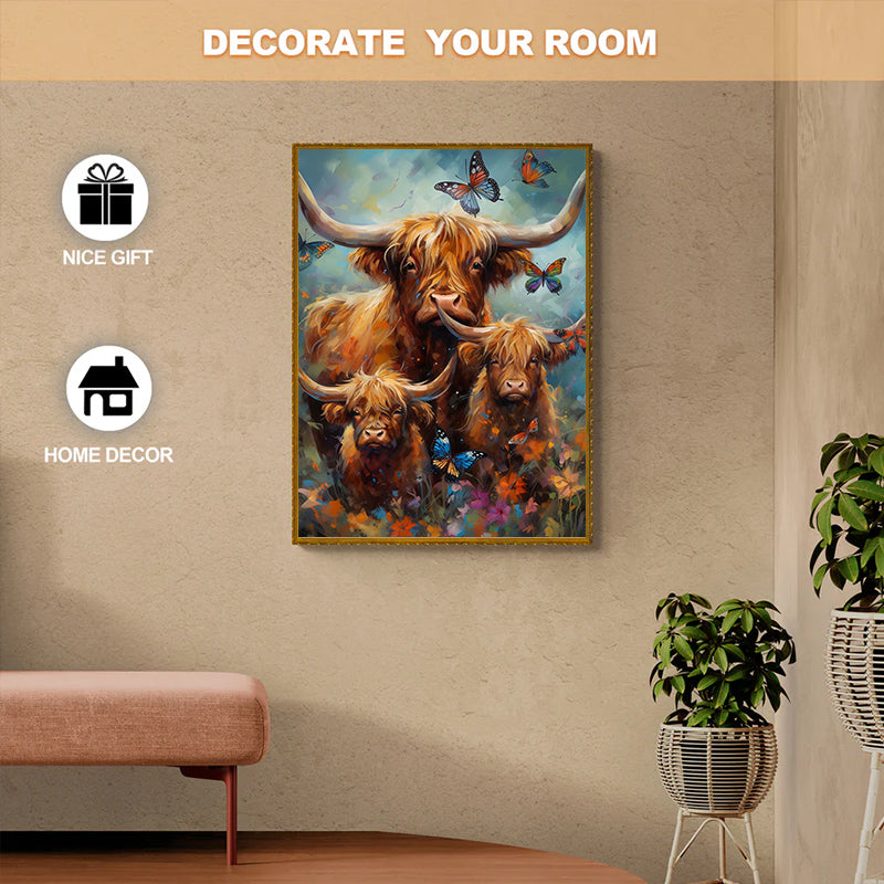 Rubbyoo Highland cow with butterflies - Wooden Jigsaw Puzzle  - image 7