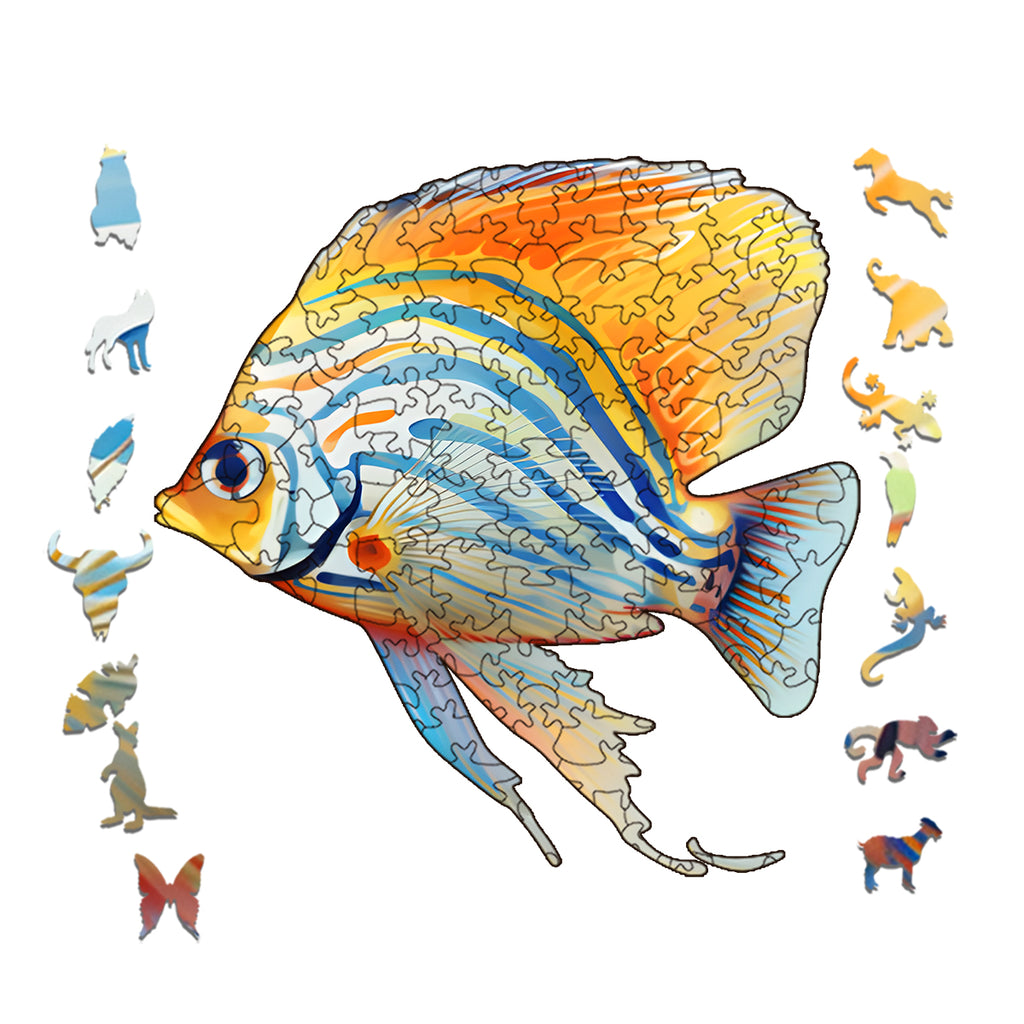 Rubbyoo Tropical Zebrasoma Fish Isolated - Wooden Jigsaw Puzzle  - image 1