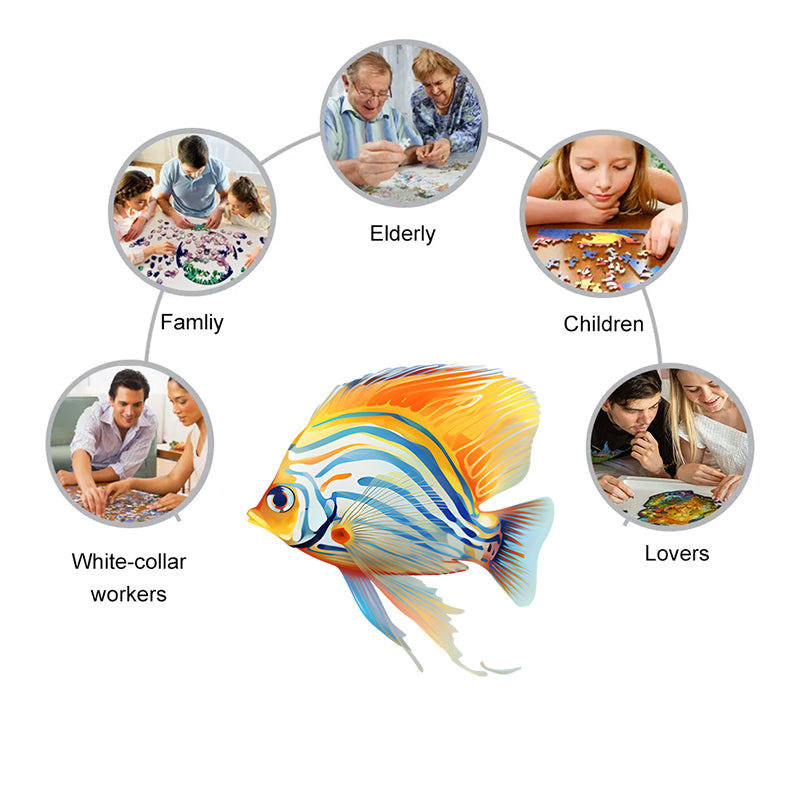 Rubbyoo Tropical Zebrasoma Fish Isolated - Wooden Jigsaw Puzzle  - image 6