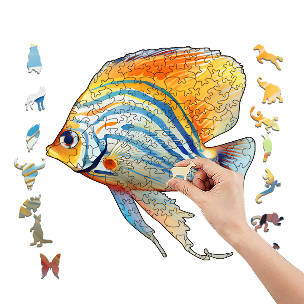 Rubbyoo Tropical Zebrasoma Fish Isolated - Wooden Jigsaw Puzzle  - image 8