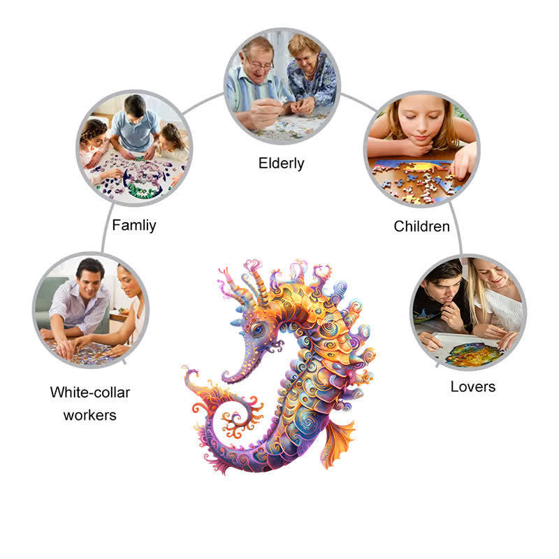 Colorful seahorse - Wooden Jigsaw Puzzle - image 3