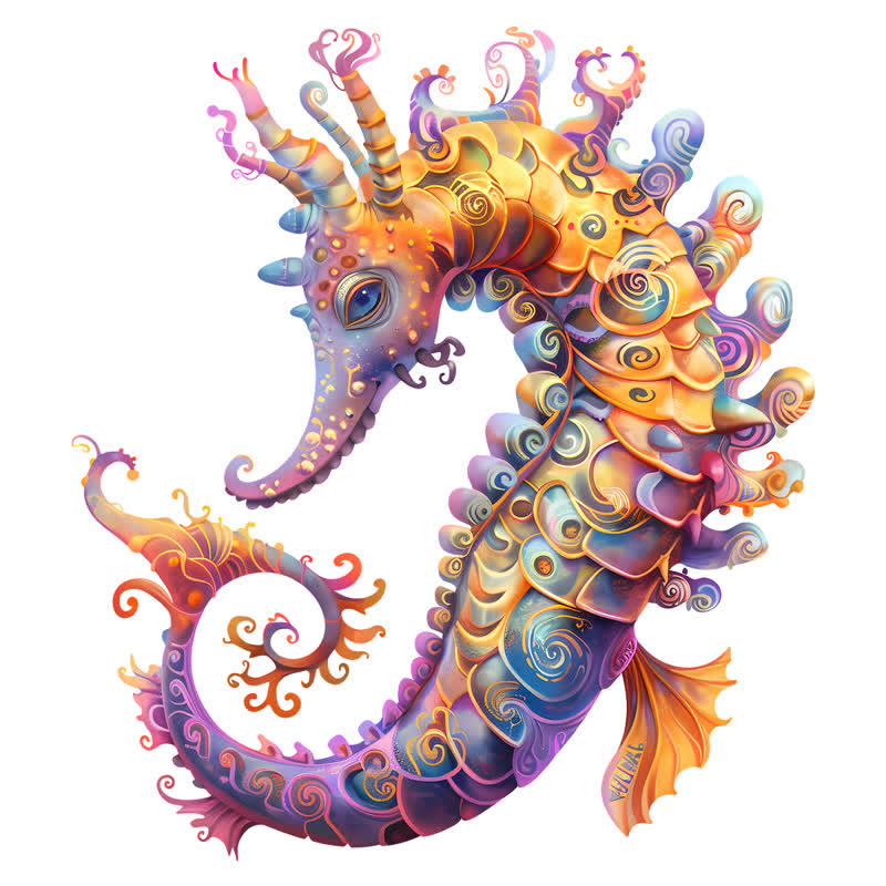 Colorful seahorse - Wooden Jigsaw Puzzle - A3 - Wooden Gift Packaging - image 0